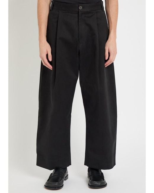 Studio Nicholson Blue Peached Pleated Wide-Leg Cotton-Twill Trousers for men