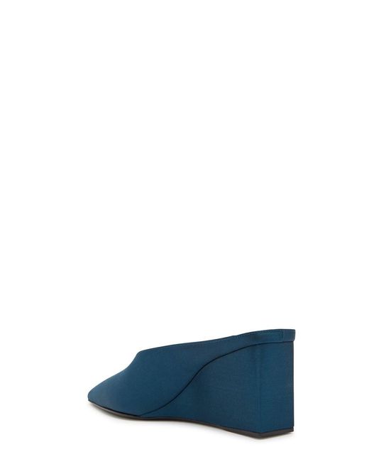Alaïa Blue 75 Satin Wedge Mules