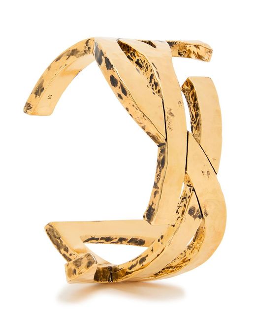Saint Laurent Metallic Cassandre Logo Cuff