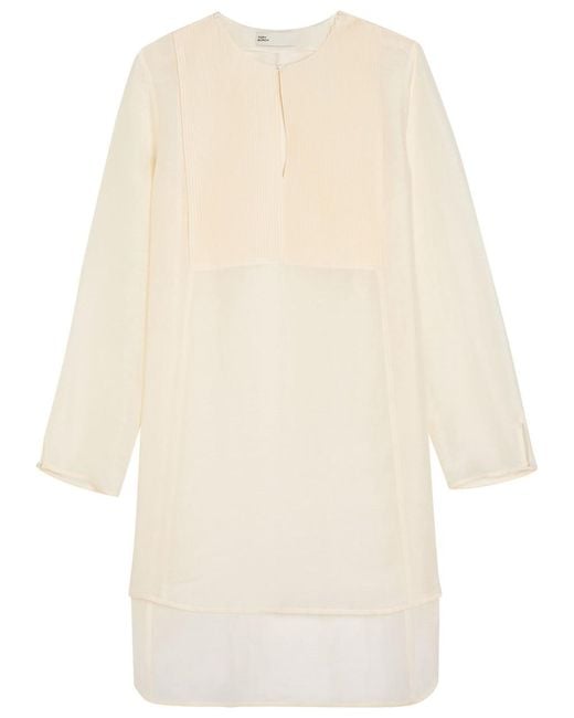 Tory Burch Natural Pintucked Linen And Silk-Blend Tunic