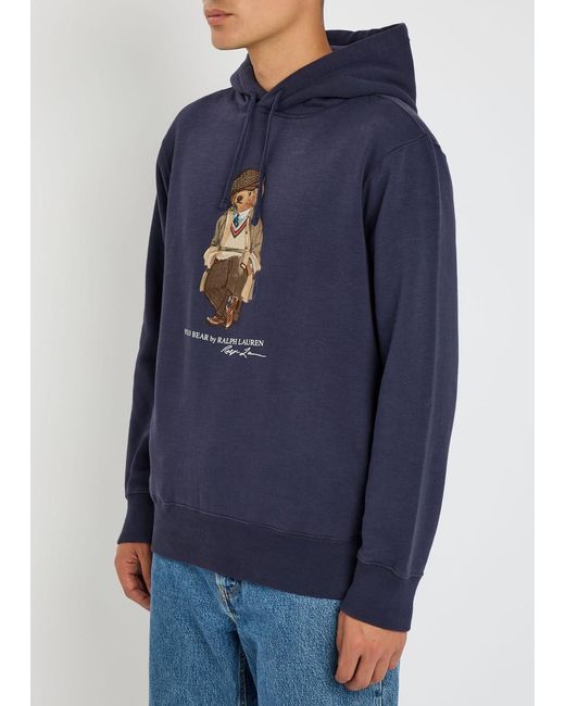 Polo Ralph Lauren Blue Hooded Cotton-Blend Sweatshirt for men
