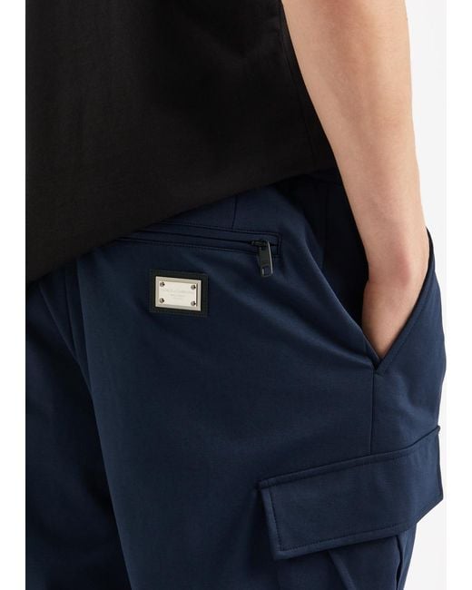 Dolce & Gabbana Blue Stretch-jersey Cargo Sweatpants for men