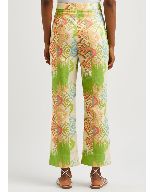 Never Fully Dressed Green Marra Printed Cotton-blend Trousers