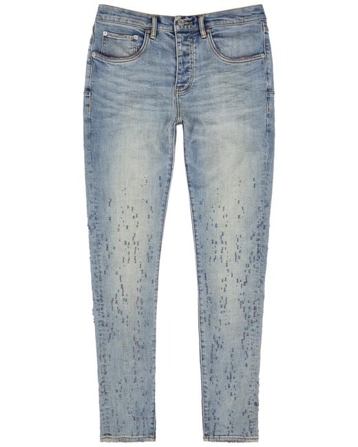 Buy PURPLE BRAND Vintage Painted Skinny Jeans - Indigo Grey At 40