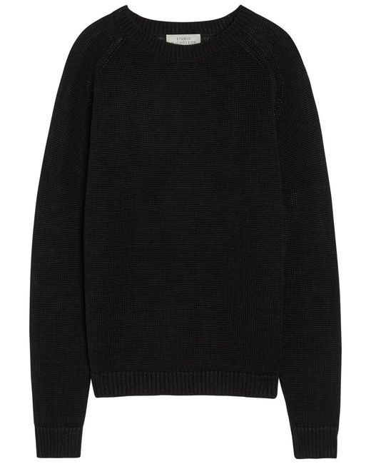 Studio Nicholson Black Linen-Knit Jumper for men