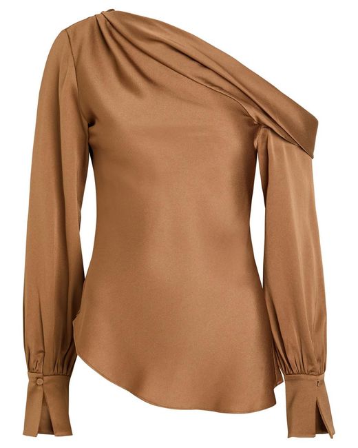 Jonathan Simkhai Brown Alice Draped Satin Top