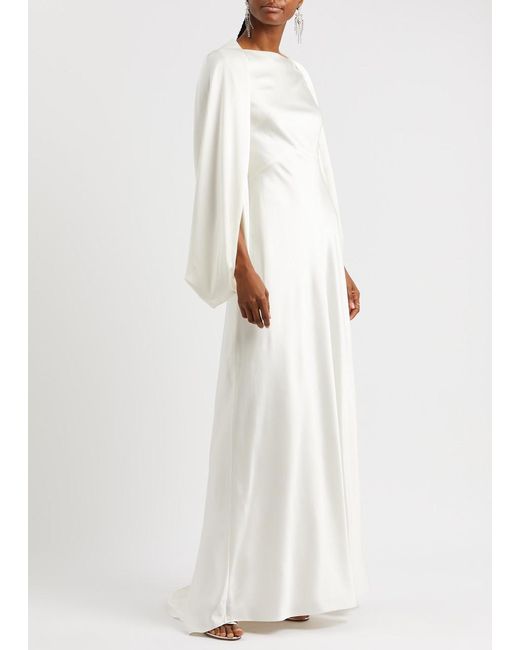 Roksanda White Kami Cape-effect Silk-satin Gown