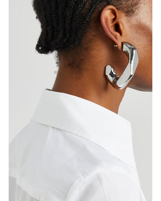 Alexander McQueen White Chunky Chain Hoop Earrings