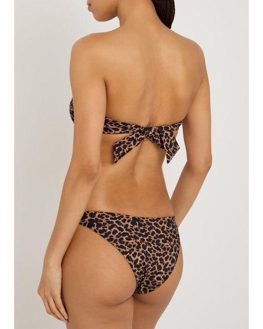 Away That Day Brown Taormina-Print Bikini Top