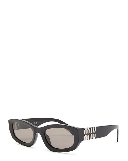 Miu Miu Black Glimpse Rectangle-Frame Sunglasses