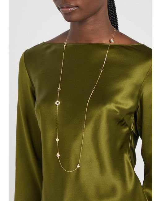 Tory Burch White Forget Me Not Long 18Kt-Plated Necklace