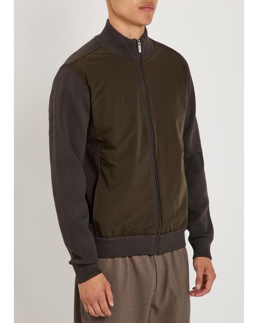 Raith Brown Paco Hybrid Panelled Knit Jacket for men