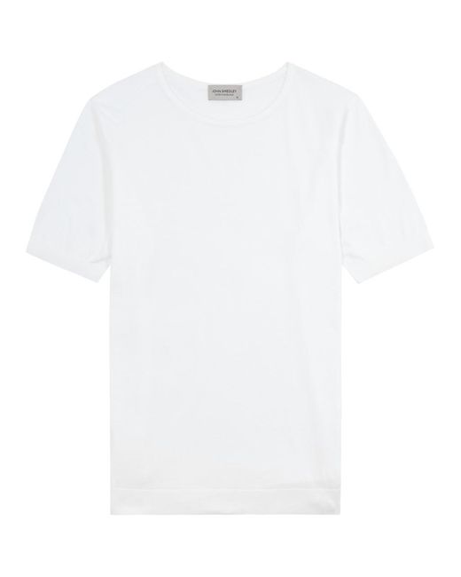 John Smedley White Belden Knitted Cotton T-Shirt for men