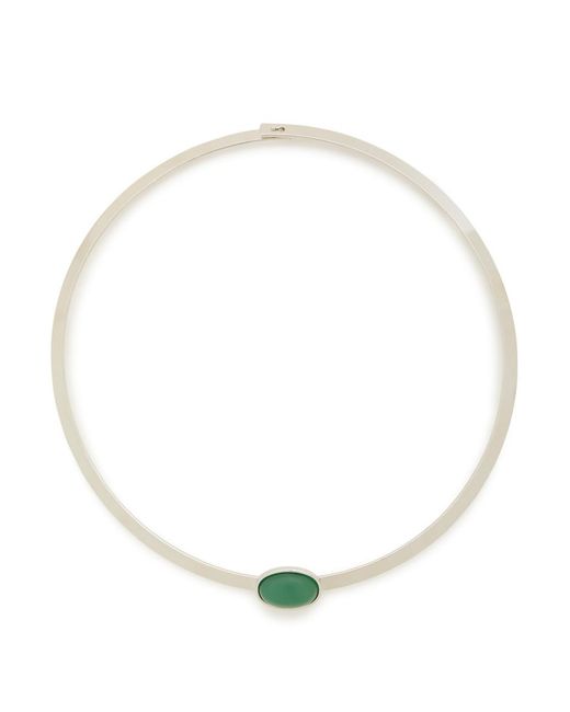 Jennifer Behr White Elaine Rhodium-Plated Collar Necklace
