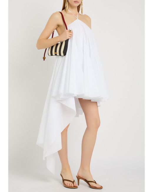Jacquemus White La Triangle Courte Asymmetric Cotton-Blend Mini Dress