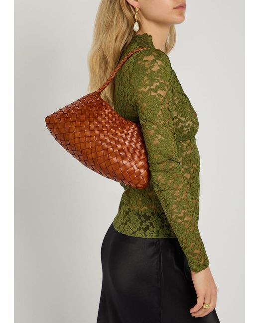 Dragon Diffusion Brown Rosanna Woven Leather Shoulder Bag