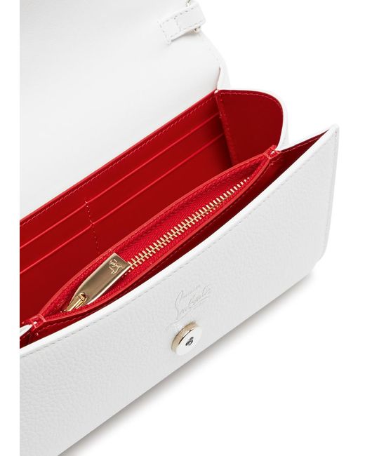 Christian Louboutin White Paloma Embellished Leather Wallet-on-chain