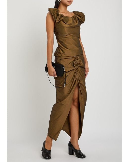 Vivienne Westwood Brown Ginnie Draped Cotton-Blend Top