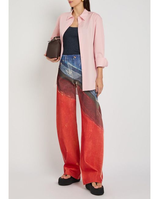 Gabriela Hearst Pink Reyes Logo-Embroidered Cotton-Poplin Shirt