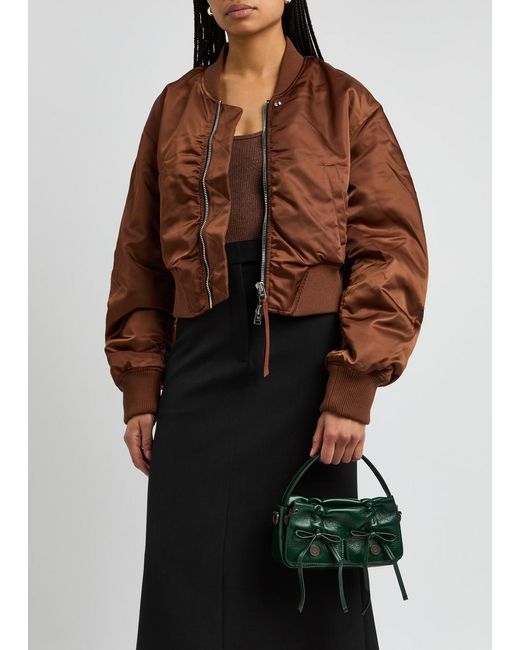 Acne Green Mini Multipocket Leather Top Handle Bag