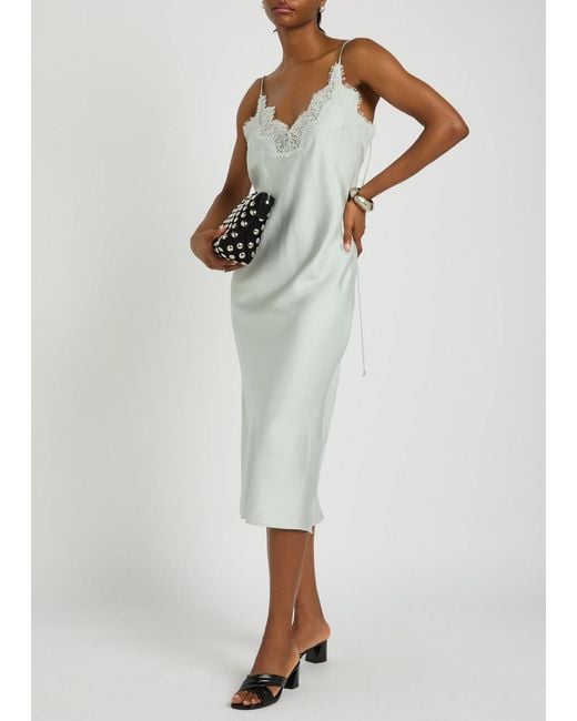 Rohe White Lace-Trim Silk Midi Slip Dress