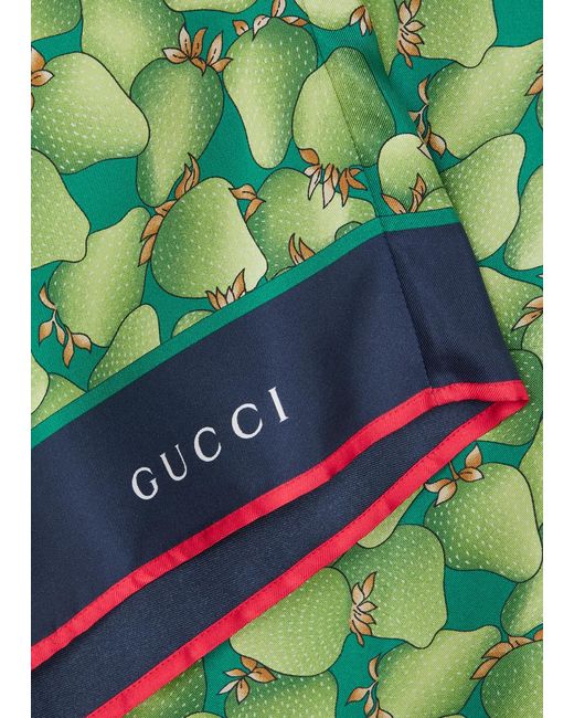 Gucci Green Printed Silk-satin Shorts