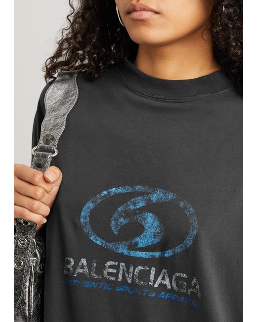 Balenciaga Black Logo-Print Cotton Top