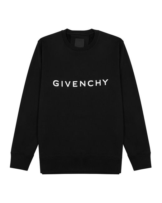 Givenchy Black Logo-print Cotton Sweatshirt for men