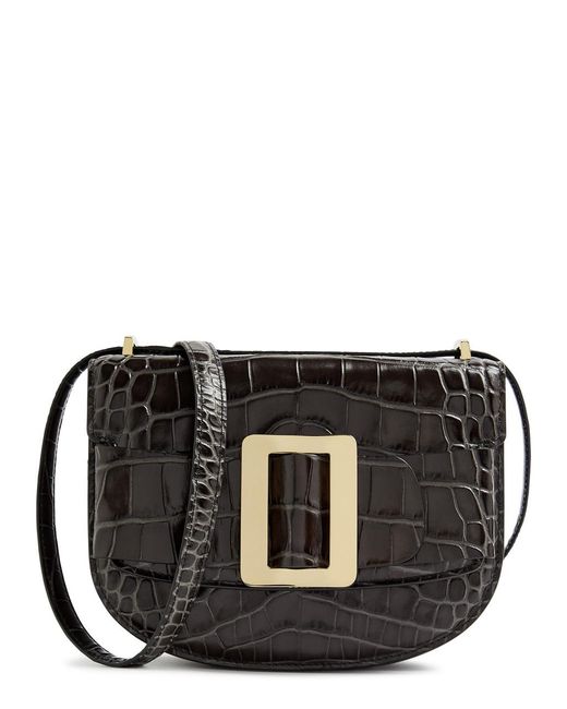 Boyy Buckle Saddle Crocodileeffect Leather Crossbody Bag in Black Lyst