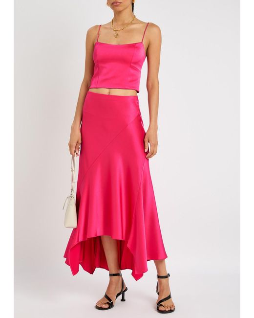 Alice + Olivia Pink Saylor Bustier Satin Top