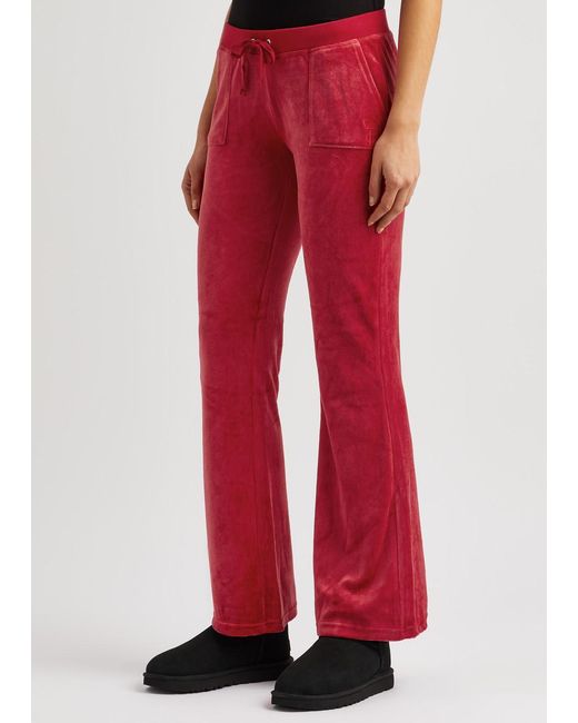 Juicy Couture Red Caisa Logo Velour Sweatpants