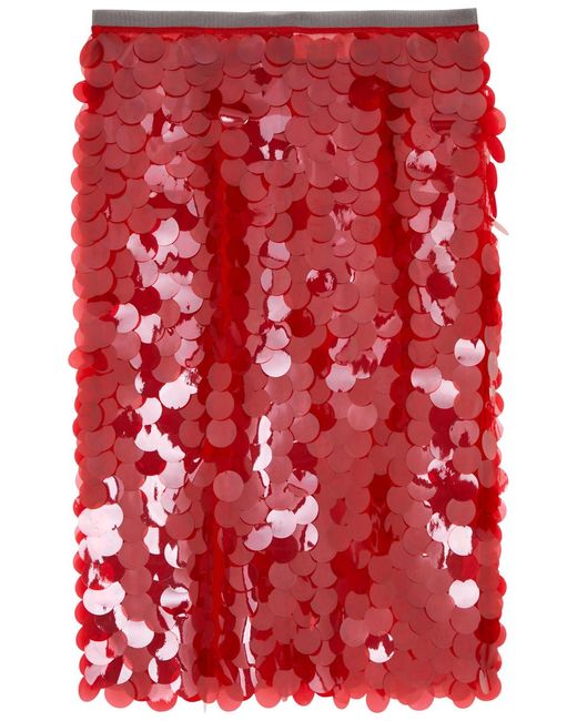 16Arlington Red Delta Embellished Tulle Midi Skirt