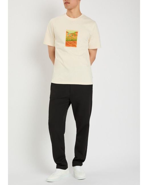 Les Deux White Court Printed Cotton T-Shirt for men
