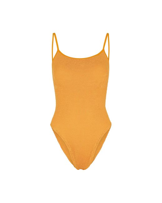 Hunza G Brown Pamela Seersucker Swimsuit