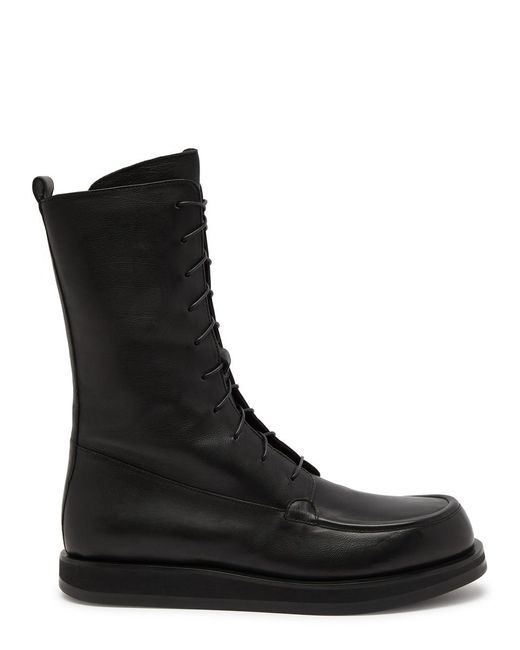 The Row Black Patty Leather Mid-calf Boots