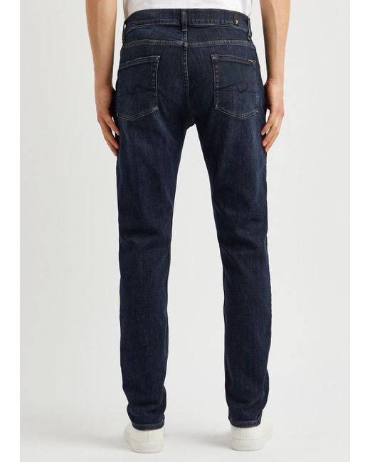 7 For All Mankind Blue Slimmy Tapered Earthkind Jeans for men