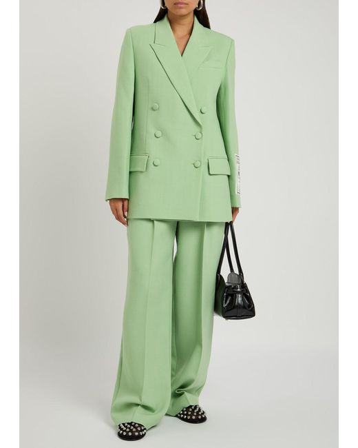 Erdem Green Double Breasted Twill Blazer