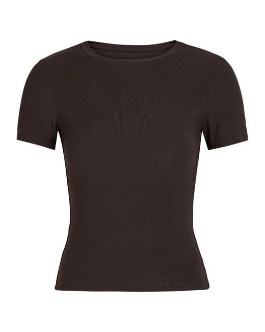 Tala Black 365 Ribbed Stretch-Modal T-Shirt