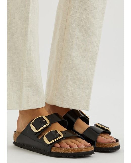 Birkenstock Arizona Patent Leather Sliders in Black Lyst
