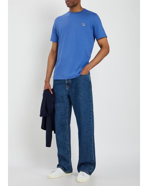 Paul Smith Blue Appliquéd Cotton T-Shirt for men