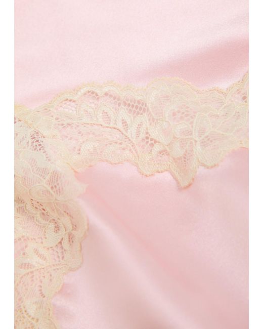 Reformation Pink Teddy Lace-Trim Silk Top