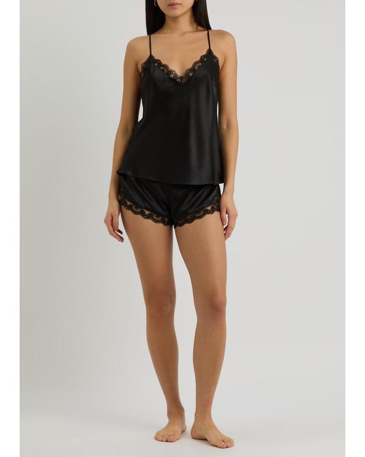 Simone Perele Black Love Me Lace-Trim Silk-Satin Pyjama Shorts