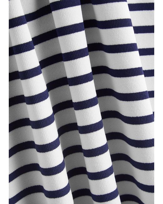 AEXAE Blue Striped Stretch-Knit Polo Mini Dress