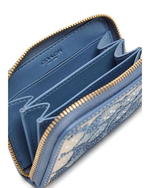 COACH Blue Embellished And Leather Wallet