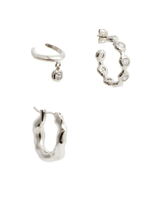 Joanna Laura Constantine White Wave Rhodium-plated Earrings