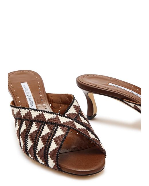 Manolo Blahnik White Trofesamu 50 Cross-Over Wool And Leather Sandals