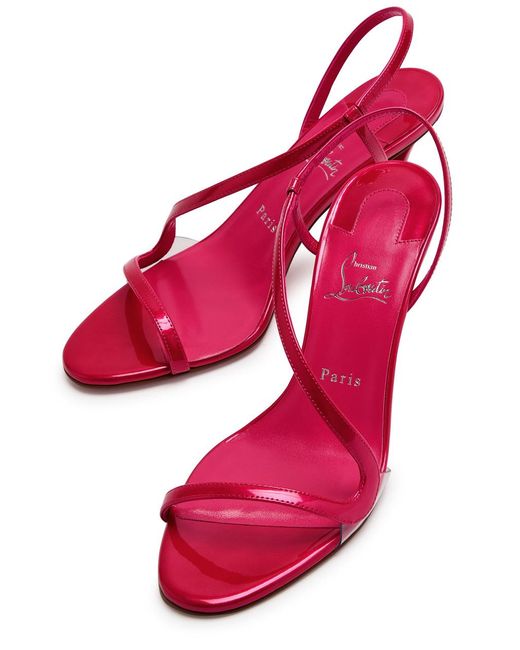 Christian Louboutin Pink Rosa Z 80 Asymmetric Patent Leather Sandals