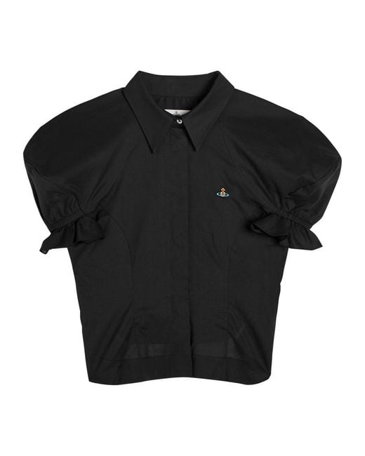 Vivienne Westwood Black Gexy Puff-Sleeve Cotton Blouse