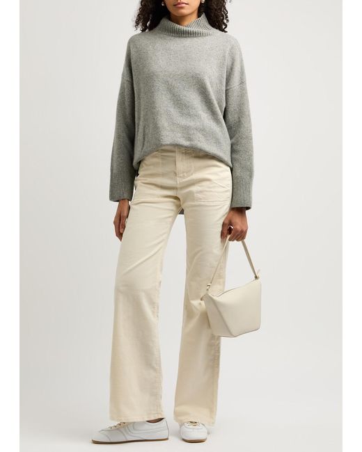 Veronica Beard Natural Crosbie Flared-Leg Corduroy Trousers