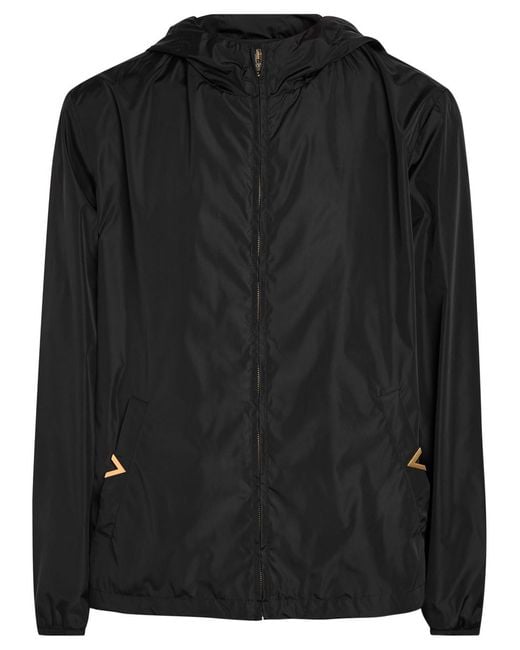 Valentino Garavani Black Hooded Shell Jacket for men